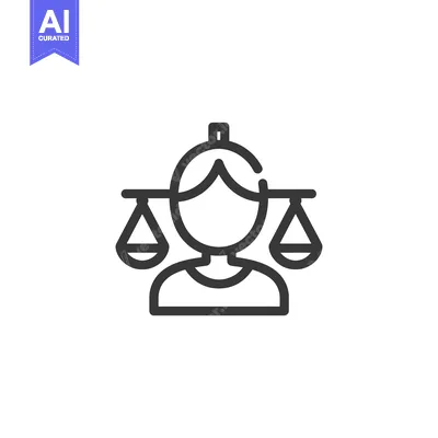 Premium design asset: Line art icon of a person with scales of justice