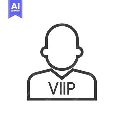 Aset premium populer: Line art icon of a person with VIP written on their chest