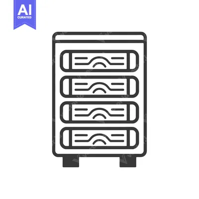 Aset desain premium: Line art icon of a server with four hard drives