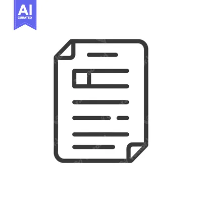 Aset desain premium: Line art icon of a single document sheet with corner folds and lines