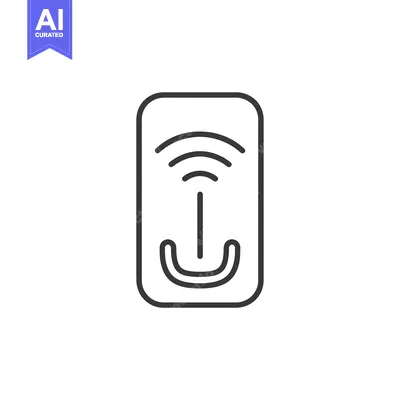 Aset desain premium: Line Art Icon of a Smartphone with a Wireless Signal and a Down Arrow