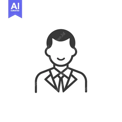 Aset premium populer: Line Art Icon of a Smiling Man in a Suit