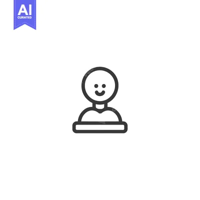 Aset premium populer: Line art icon of a smiling person with a base