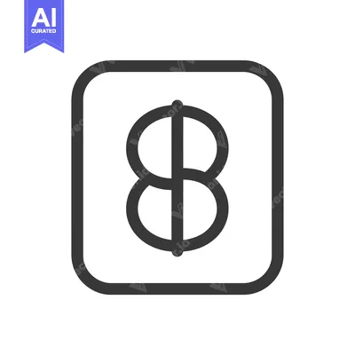 Aset premium populer: Line Art Icon of a Square with a Number Eight Inside
