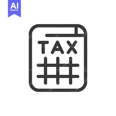 Aset desain premium: Line art icon of a tax form with the word "tax"