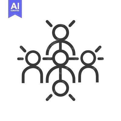Aset desain premium: Line Art Icon of a Team Working Together