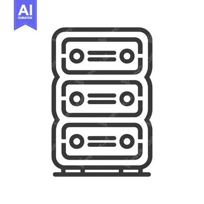 Aset desain premium: Line Art Icon of a Three-Tier Server Rack