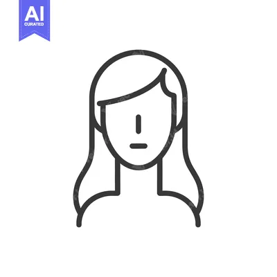 Aset premium populer: Line art icon of a woman's face with long hair