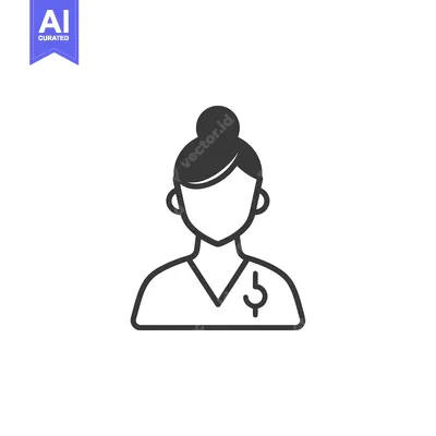 Aset premium populer: Line Art Icon of a Woman with a Bun Wearing a Doctor's Coat