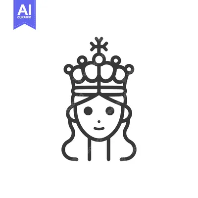 Premium design asset: Line art icon of a woman with a crown on her head