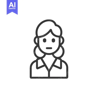 Premium design asset: Line art icon of a woman with short hair and a collar