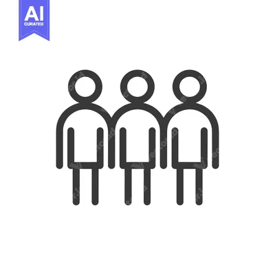 Premium design asset: Line Art Icon of Three People Standing in a Row