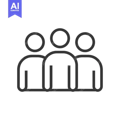 Aset desain premium: Line art icon of three people standing together