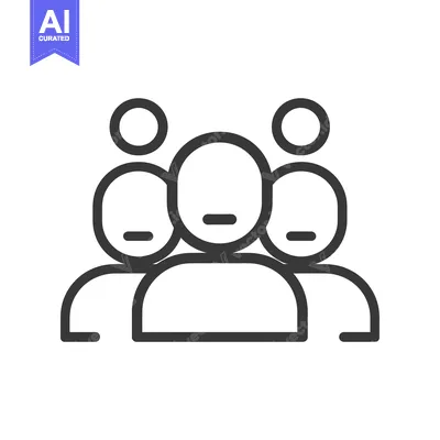 Aset desain premium: Line art icon of three people standing together
