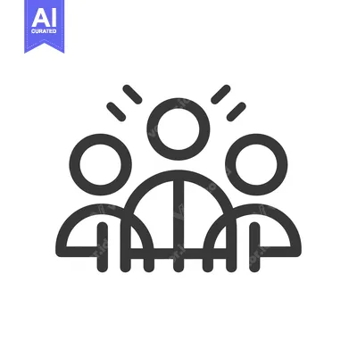 Aset desain premium: Line art icon of three people with one in the center highlighted