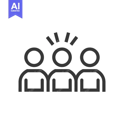 Aset desain premium: Line art icon of three people with one person highlighted
