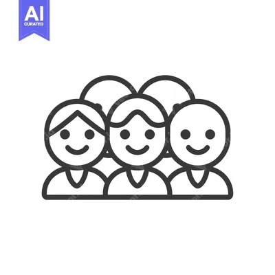Aset premium populer: Line Art Icon of Three Smiling People Standing Together