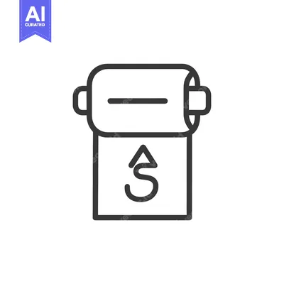 Aset premium populer: Line Art Icon of Toilet Paper Roll with Up Arrow