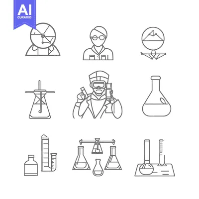 Aset premium populer: Line Art Icons of Chemistry and Science Laboratory Equipment