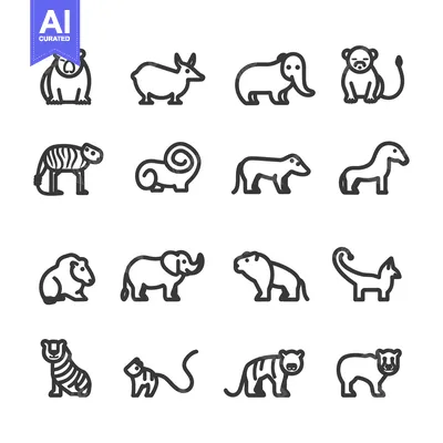 Popular premium asset: Line art icons of different wild animals