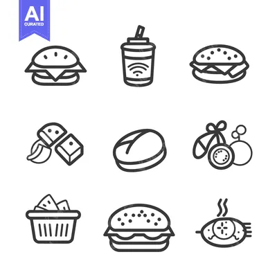 Line Art Icons of Food and Drink