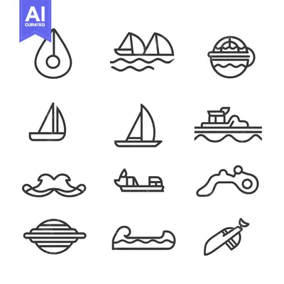 Popular premium asset: Line Art Icons of Various Watercraft and Marine Objects