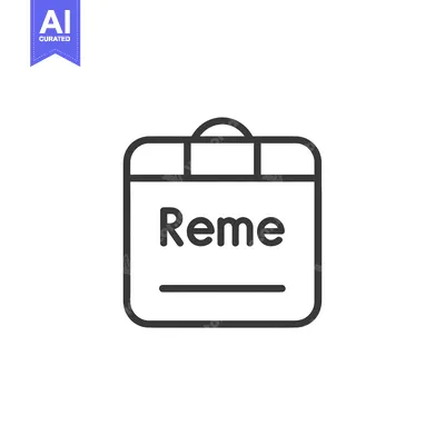Aset desain premium: Line Art Illustration of a Bag with the Word "Reme" Written on It