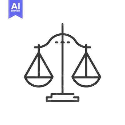 Aset desain premium: Line art illustration of a balance scale