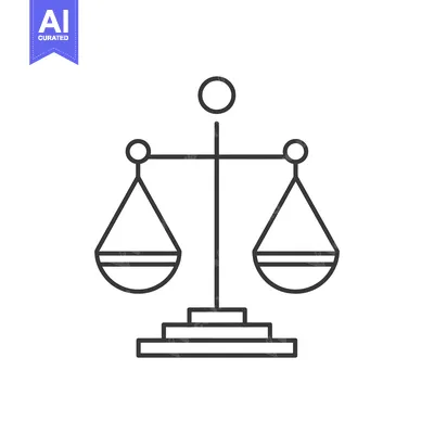 Aset desain premium: Line art illustration of a balance scale