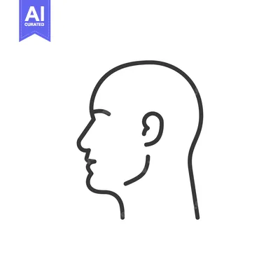 Aset desain premium: Line art illustration of a bald man's head in profile