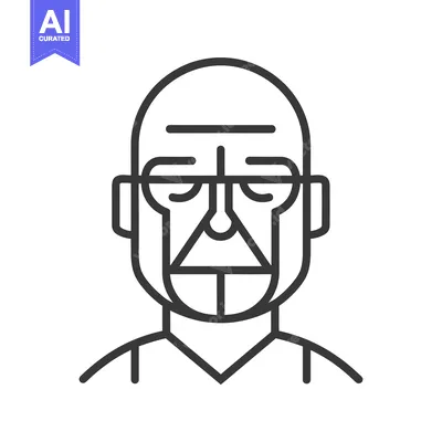 Popular premium asset: Line art illustration of a bald man with glasses
