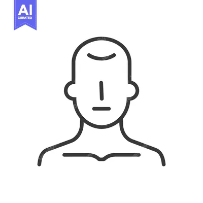 Aset desain premium: Line art illustration of a bald person's head and shoulders