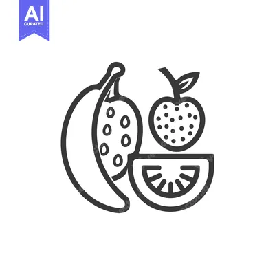 Aset premium populer: Line Art Illustration of a Banana, Apple, and Watermelon Slice