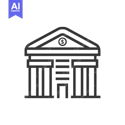 Aset premium populer: Line Art Illustration of a Bank Building with a Dollar Sign