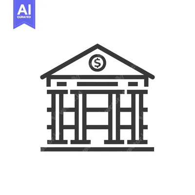 Aset premium populer: Line Art Illustration of a Bank Building with a Dollar Sign on Top