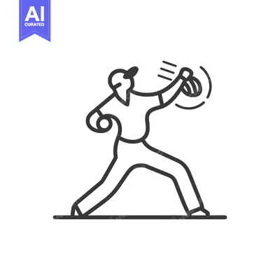 Aset premium populer: Line Art Illustration of a Baseball Pitcher Throwing a Ball