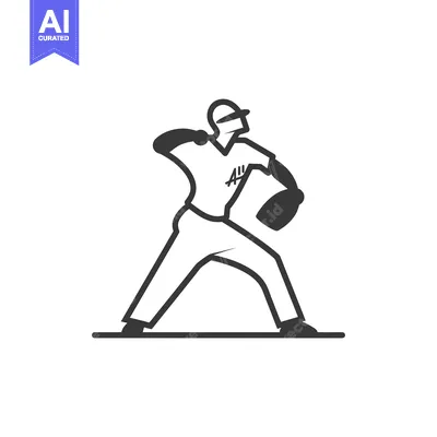 Popular premium asset: Line Art Illustration of a Baseball Pitcher Throwing a Pitch