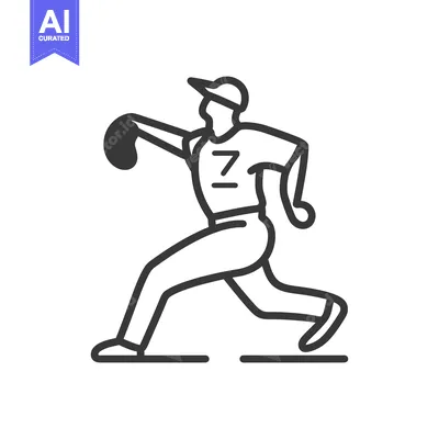 Popular premium asset: Line Art Illustration of a Baseball Player Pitching