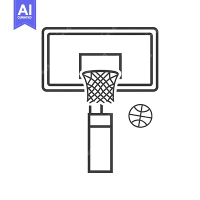 Aset desain premium: Line Art Illustration of a Basketball Hoop and Ball