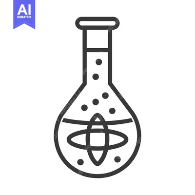 Aset desain premium: Line Art Illustration of a Beaker with a Molecule Inside