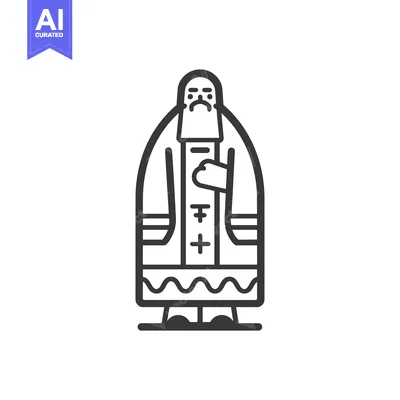 Aset premium populer: Line art illustration of a bearded man in a robe