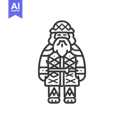 Popular premium asset: Line Art Illustration of a Bearded Man in Traditional Clothing