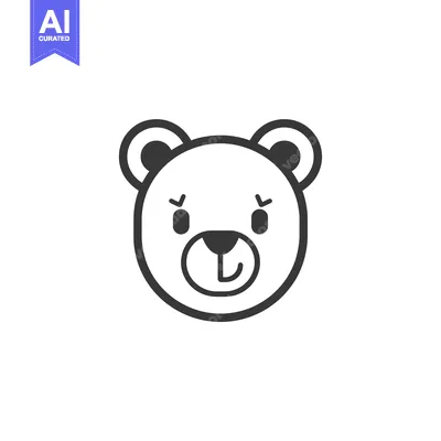 Premium design asset: Line art illustration of a bear's face