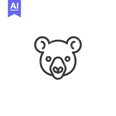 Aset premium populer: Line Art Illustration of a Bear's Face