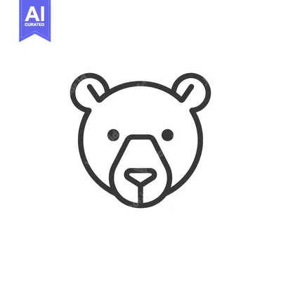 Aset desain premium: Line Art Illustration of a Bear's Face