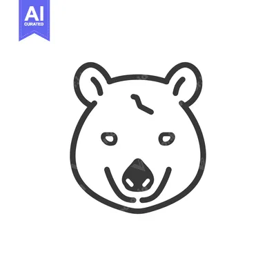 Premium design asset: Line Art Illustration of a Bear's Face
