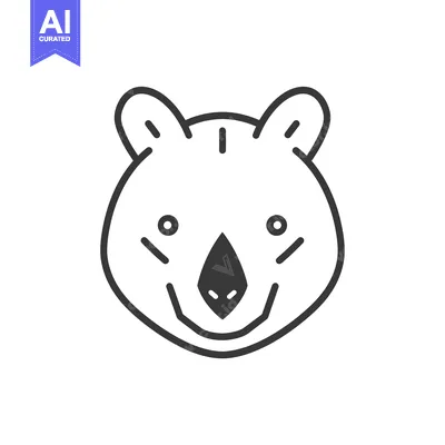 Aset premium populer: Line Art Illustration of a Bear's Face