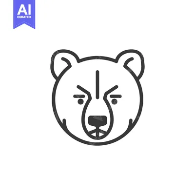 Aset premium populer: Line art illustration of a bear's face with a serious expression