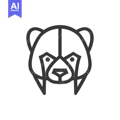 Premium design asset: Line art illustration of a bear's head