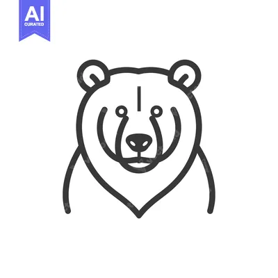 Aset desain premium: Line Art Illustration of a Bear's Head